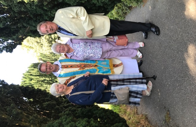 Pictured with Rev Crockford after the service are Rt Hon David Evennett MP, Mavis Fielder-White and Jean Bourn.