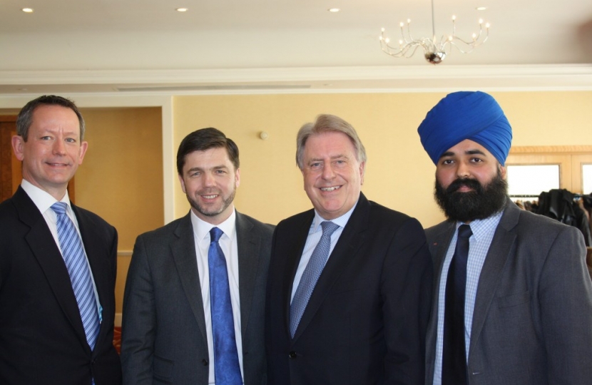 Cllr. Gareth Bacon AM, Rt. Hon. Stephen Crabb MP, Rt. Hon. David Evennett MP and Amandeep Bhogal.